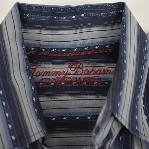 Tommy Bahama Denim Button-Down Shirt Size Large Color Blue Gently Used Condition - Picture 4 of 5
